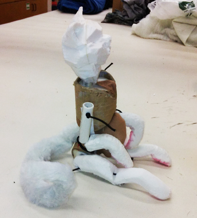 inside of cat puppet sitting