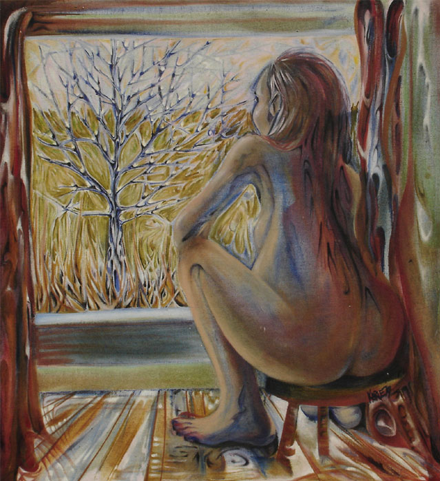 Pregnant woman at the window